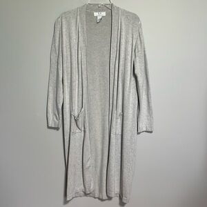 Magaschoni Women's Open Front Long With Pockets Cardigan Heather Grey LG